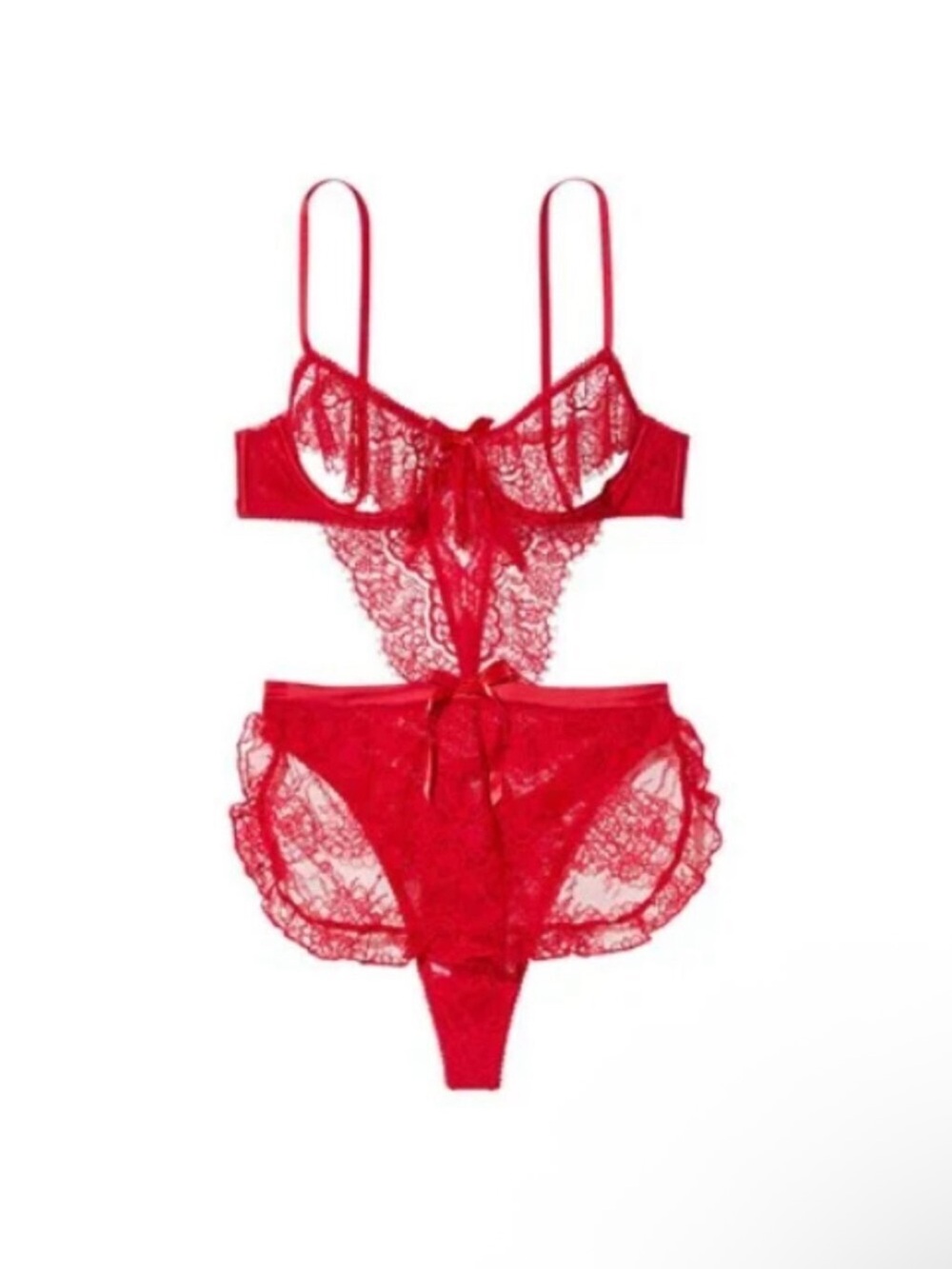 New! Victoria’s Secret Very Sexy Red The Dreamer Teddy Bodysuit 34246